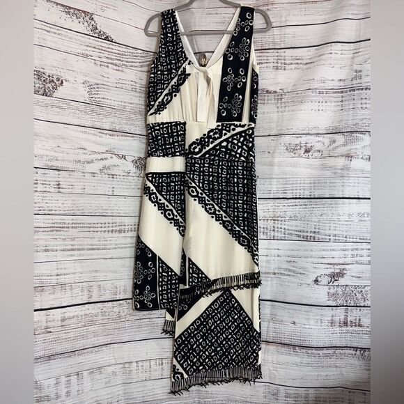 Aquazzura Dress Womens Sz 10 pavilion asymmetrical Silk in optic white & Black - Picture 5 of 16